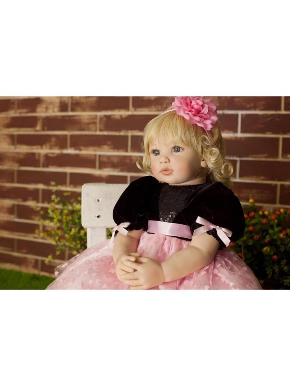 24-Inch Realistic Toddler Reborn Doll with Curly Blonde Hair & Accessories - Picture 4 of 6
